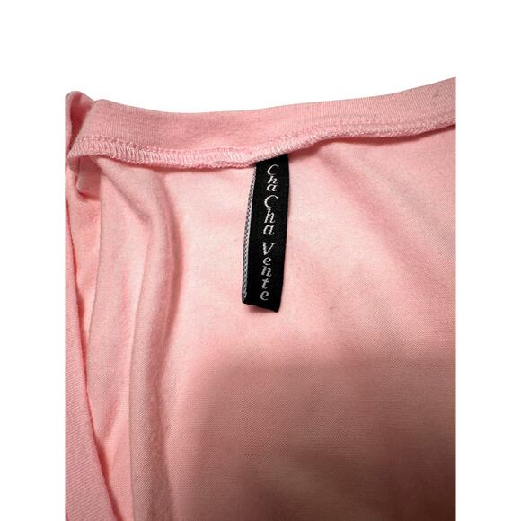 Vintage Cha Cha Vente Pink Surplice Wrap Top W/ Satin Empire Ribbon Size Medium - Picture 7 of 11